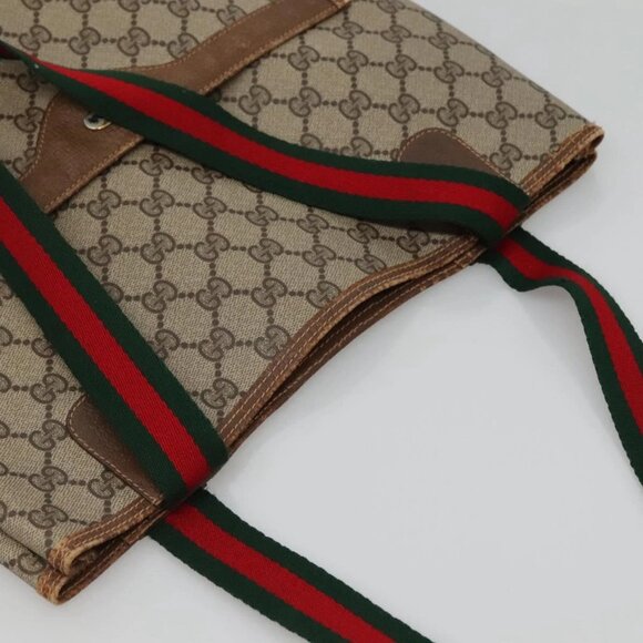 GUCCI GG Supreme Web Sherry Line Bag PVC Beige Green Red 39 02 003 Auth BD1278 - Picture 7 of 16